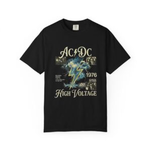 AC/DC High Voltage Lightning 1976 T-shirt, Rock Band Vintage Tour Graphic Tee