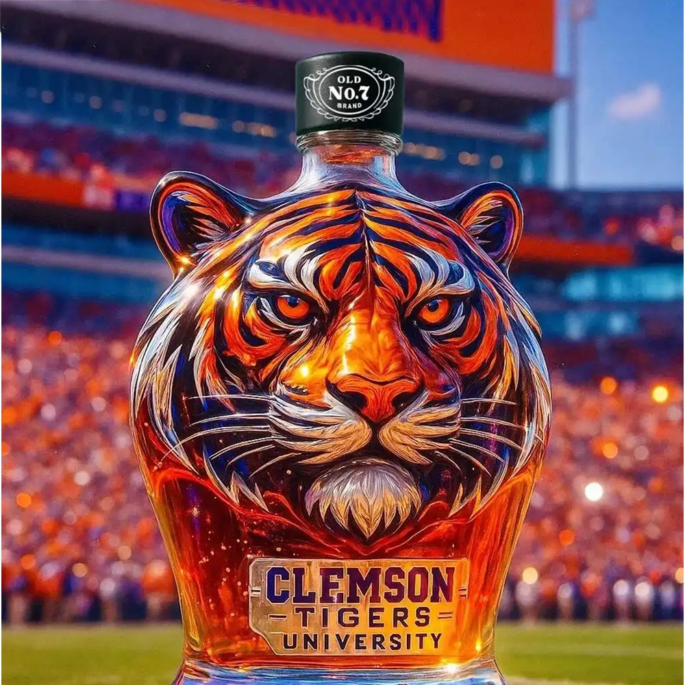 Clemson Tigers University Tiger Whiskey Bottle Premium Fan Art Home Decor Display - Image 3