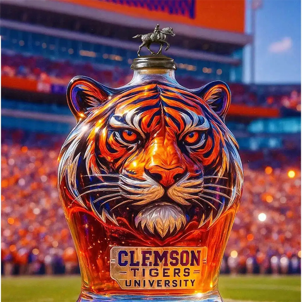 Clemson Tigers University Tiger Whiskey Bottle Premium Fan Art Home Decor Display - Image 4