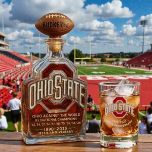 Alternative view of Pouring 135 Years of Greatness: The “Ohio Against The World” Commemorative Whiskey Bottle