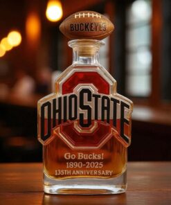 Alternative view of Ohio State Buckeyes 135th Anniversary: Etching Glory in Every Drop of ‘Go Bucks’ Whiskey Bottle