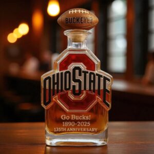 Alternative view of Ohio State Buckeyes 135th Anniversary: Etching Glory in Every Drop of ‘Go Bucks’ Whiskey Bottle
