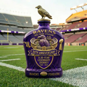 Baltimore Ravens 30Th Anniversary Commemorative Whiskey Bottle Decanter