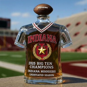 Indiana Hoosiers Big Ten Champions 2025 Trophy Whiskey Bottle Decanter