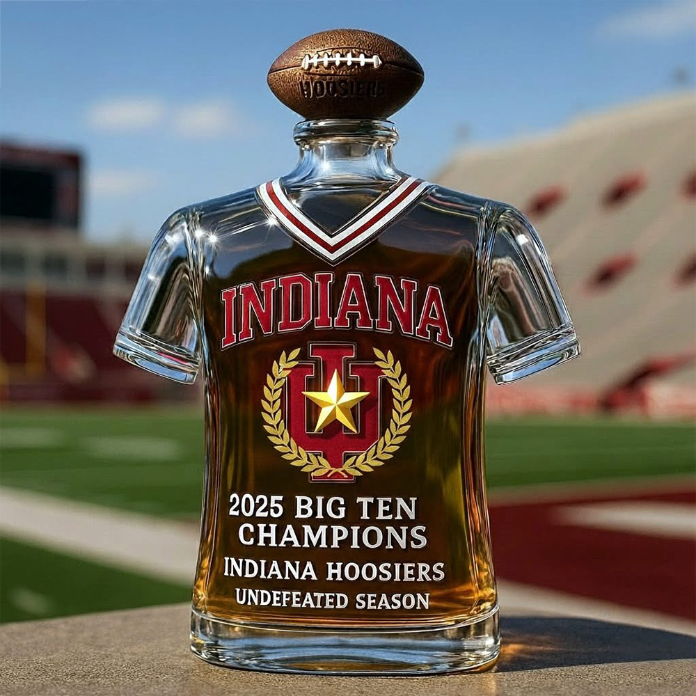Indiana Hoosiers Big Ten Champions 2025 Trophy Whiskey Bottle Decanter