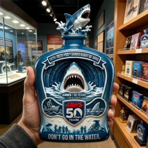 Jaws 50Th Anniversary Commemorative Whiskey Bottle 2025 Anniversary Collectible Decor
