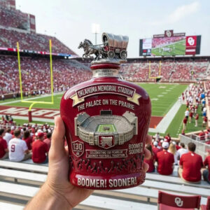 Alternative view of Oklahoma Memorial Stadium 130Th Anniversary Commemorative Whiskey Bottle Decanter
