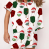 Christmas Pickleball Silk Satin Pajama Set For Women