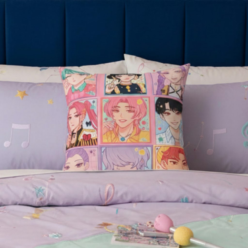 K-pop Idol Anime Grid Pillow Case - Image 2