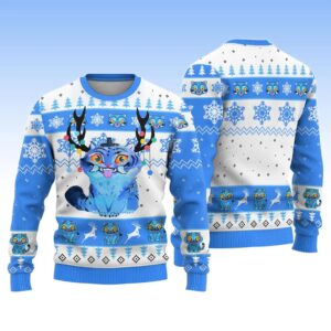 Christmas Derpy Tiger Ugly Sweater, Blue Tiger Xmas Sweater, Demon Tiger Costume Sweater