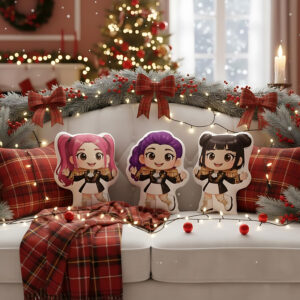 Alternative view of Custom Chibi Huntrix Golden Pillow, Rumi Mira Zoey Warrior Plush, Kpop Demon Hunter Plush, Personalized Kids Gift, Shaped Christmas Pillow