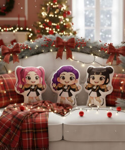 Alternative view of Custom Chibi Huntrix Golden Pillow, Rumi Mira Zoey Warrior Plush, Kpop Demon Hunter Plush, Personalized Kids Gift, Shaped Christmas Pillow