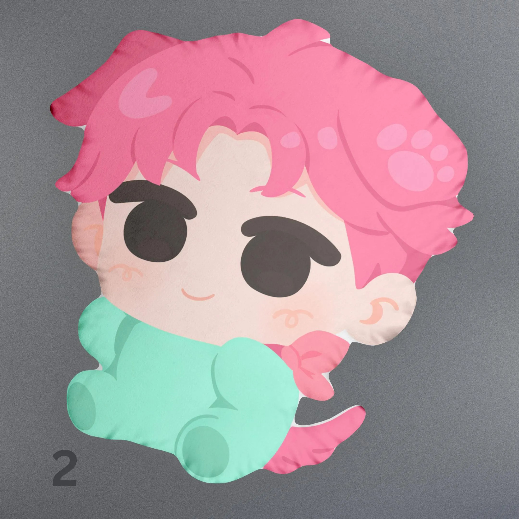 Kawaii Blue-Haired Chibi Cat-Girl Plush - Image 3