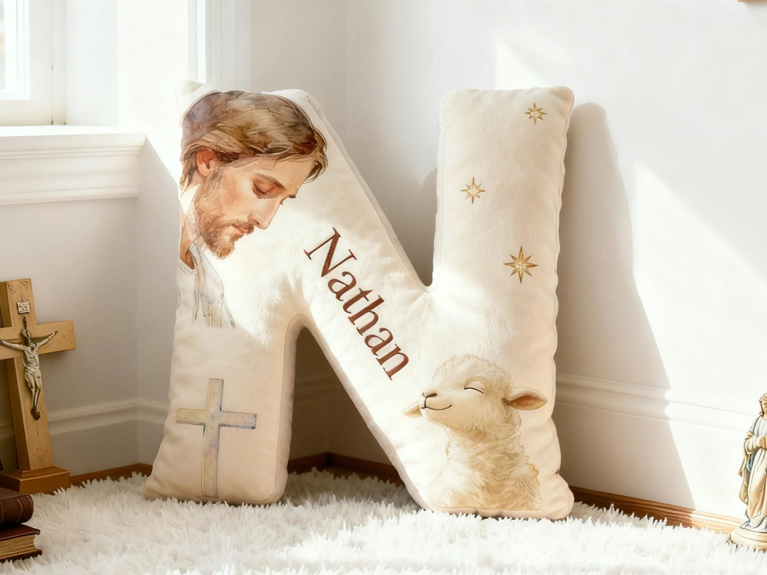 Personalized Jesus Letter Pillow,Custom Initial Jesus Pillow,Church Nursery Decor,Christian Home Decor,Christmas Gift for Christian - Image 5