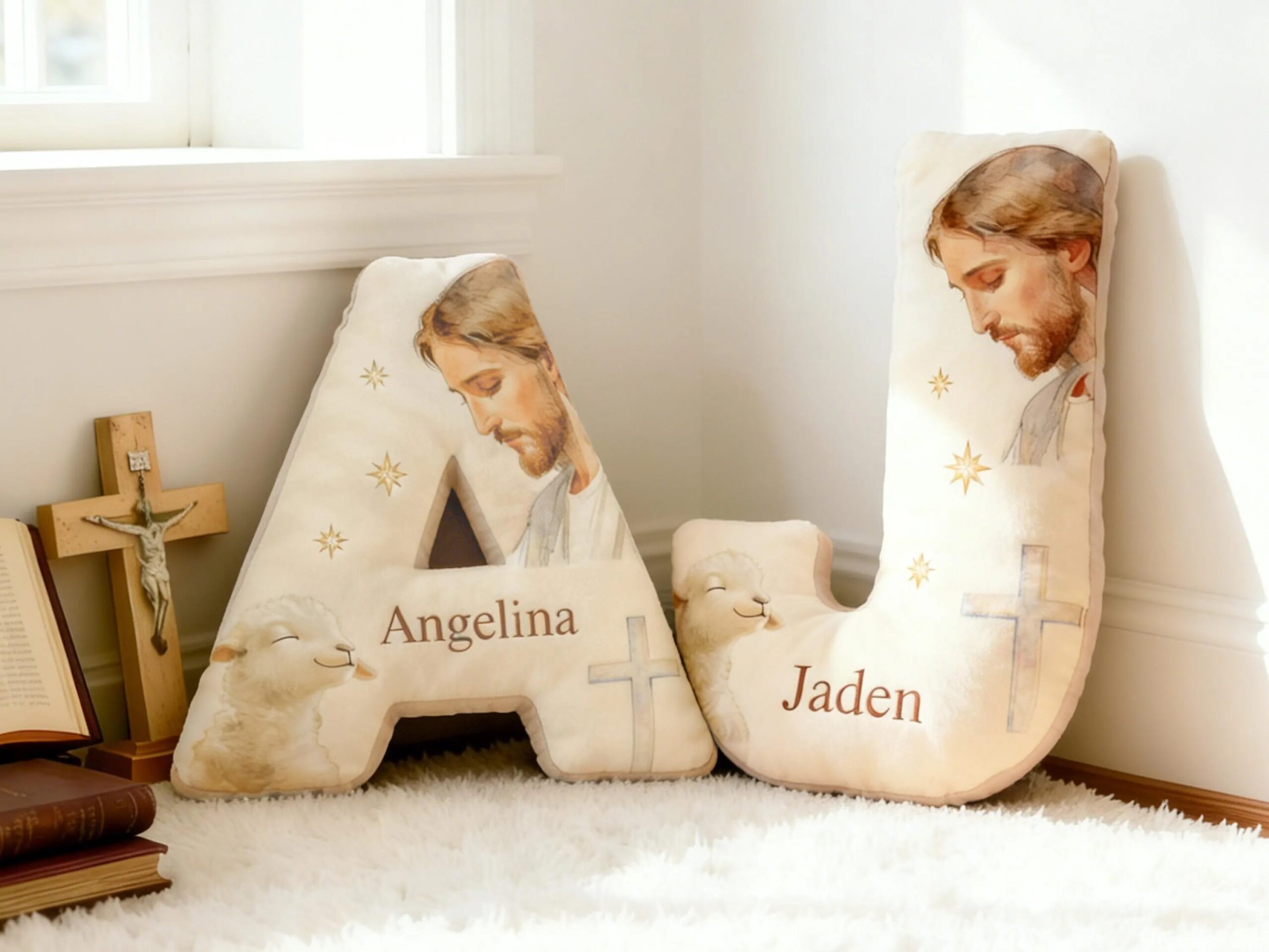 Personalized Jesus Letter Pillow,Custom Initial Jesus Pillow,Church Nursery Decor,Christian Home Decor,Christmas Gift for Christian - Image 6