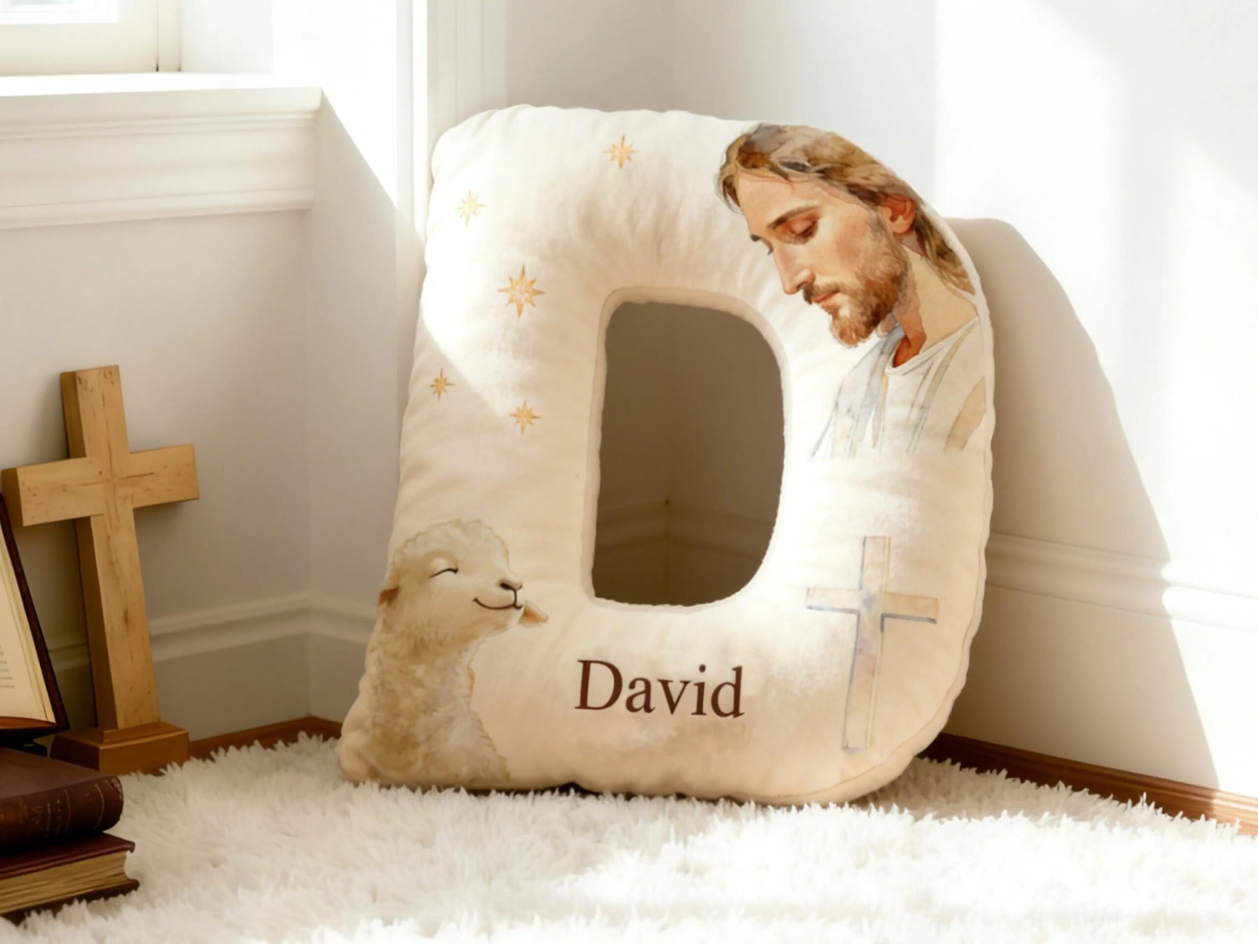 Personalized Jesus Letter Pillow,Custom Initial Jesus Pillow,Church Nursery Decor,Christian Home Decor,Christmas Gift for Christian - Image 3