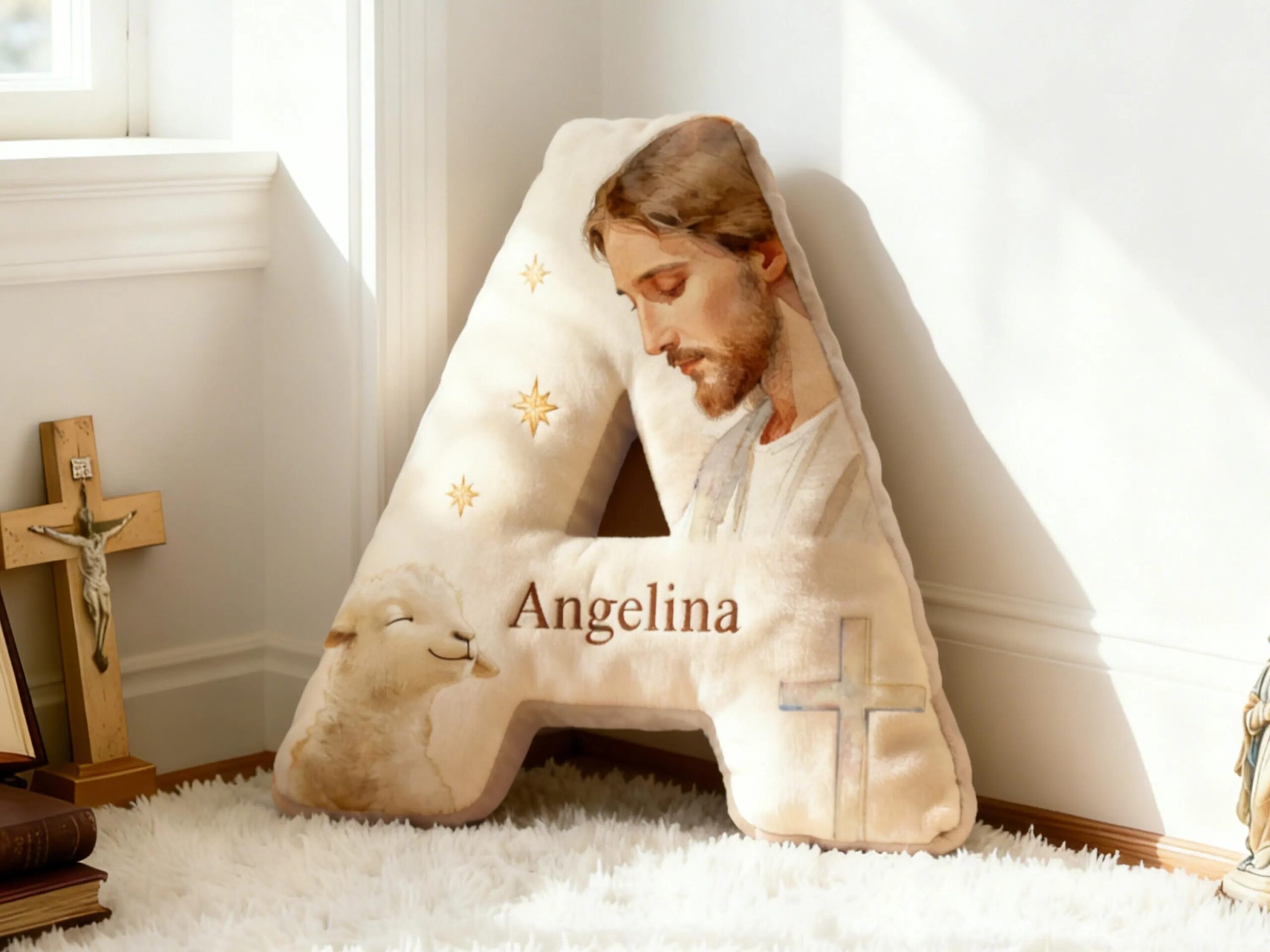 Personalized Jesus Letter Pillow,Custom Initial Jesus Pillow,Church Nursery Decor,Christian Home Decor,Christmas Gift for Christian - Image 4
