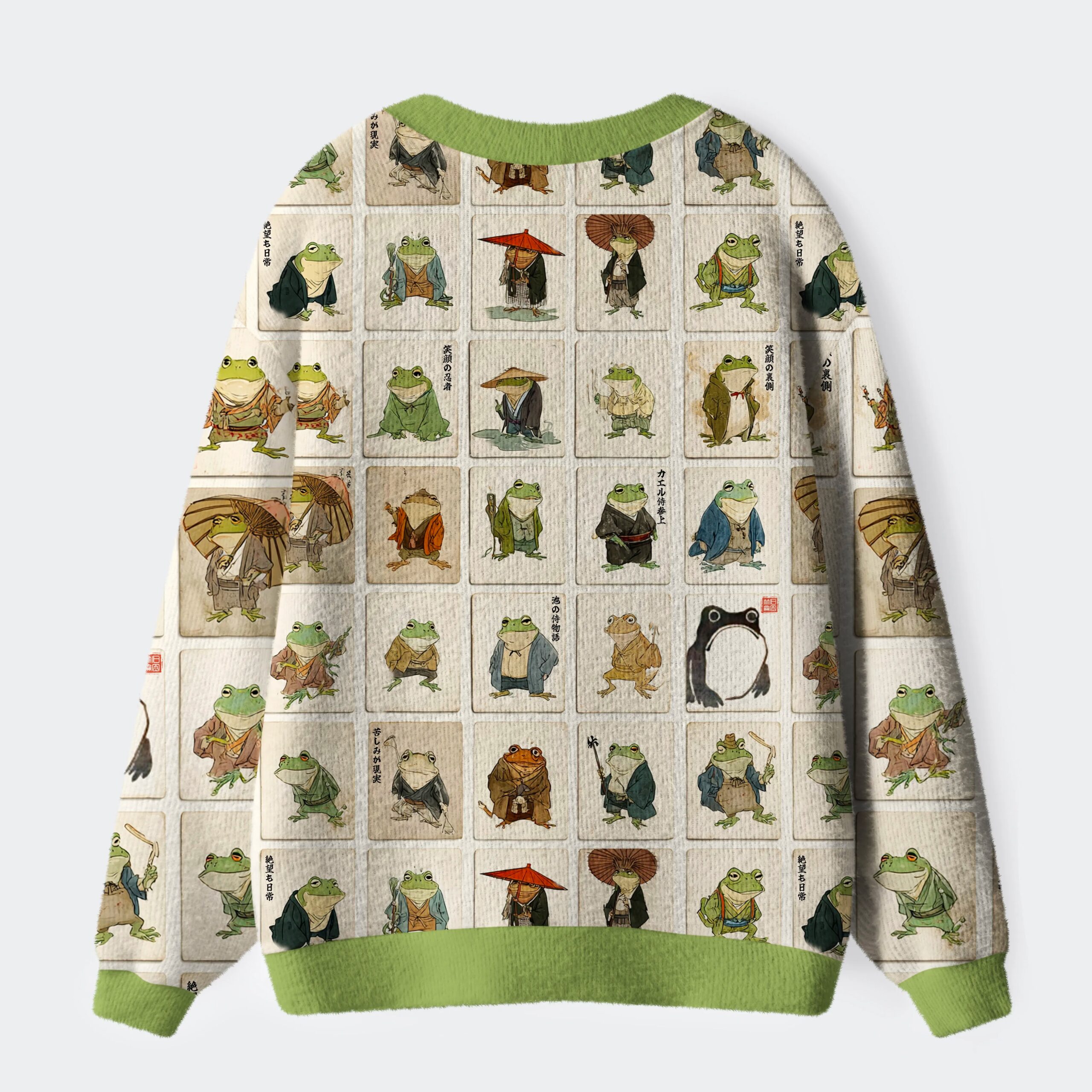 Frogs Of The Samurai Realm Ugly Cardigan Sweater - Image 2