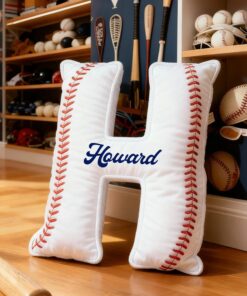 Personalized Baseball Themed Letter Shaped Pillow with Custom Name, Baseball Sports Fans gifts, Baseball Player Gift,Sport Baseball