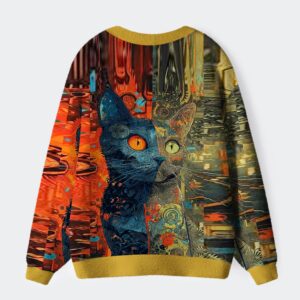 Alternative view of The Rise Of The Mechanical Cat Ugly Cardigan Sweater