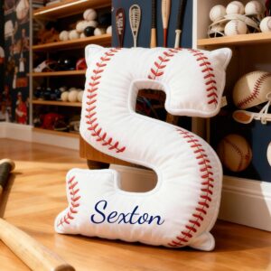 Alternative view of Personalized Baseball Themed Letter Shaped Pillow with Custom Name, Baseball Sports Fans gifts, Baseball Player Gift,Sport Baseball