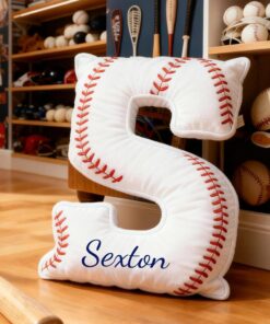 Alternative view of Personalized Baseball Themed Letter Shaped Pillow with Custom Name, Baseball Sports Fans gifts, Baseball Player Gift,Sport Baseball