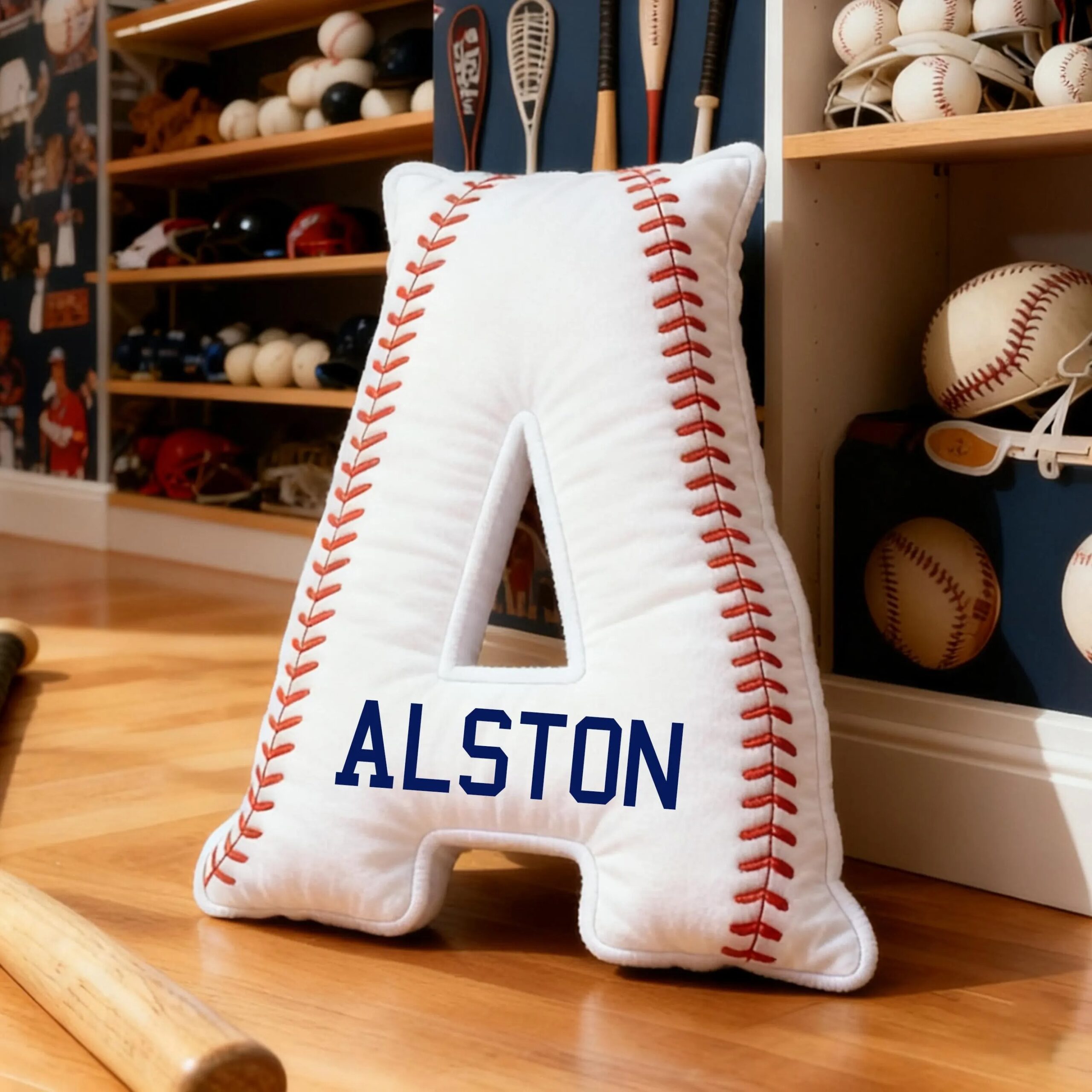Personalized Baseball Themed Letter Shaped Pillow with Custom Name, Baseball Sports Fans gifts, Baseball Player Gift,Sport Baseball - Image 3