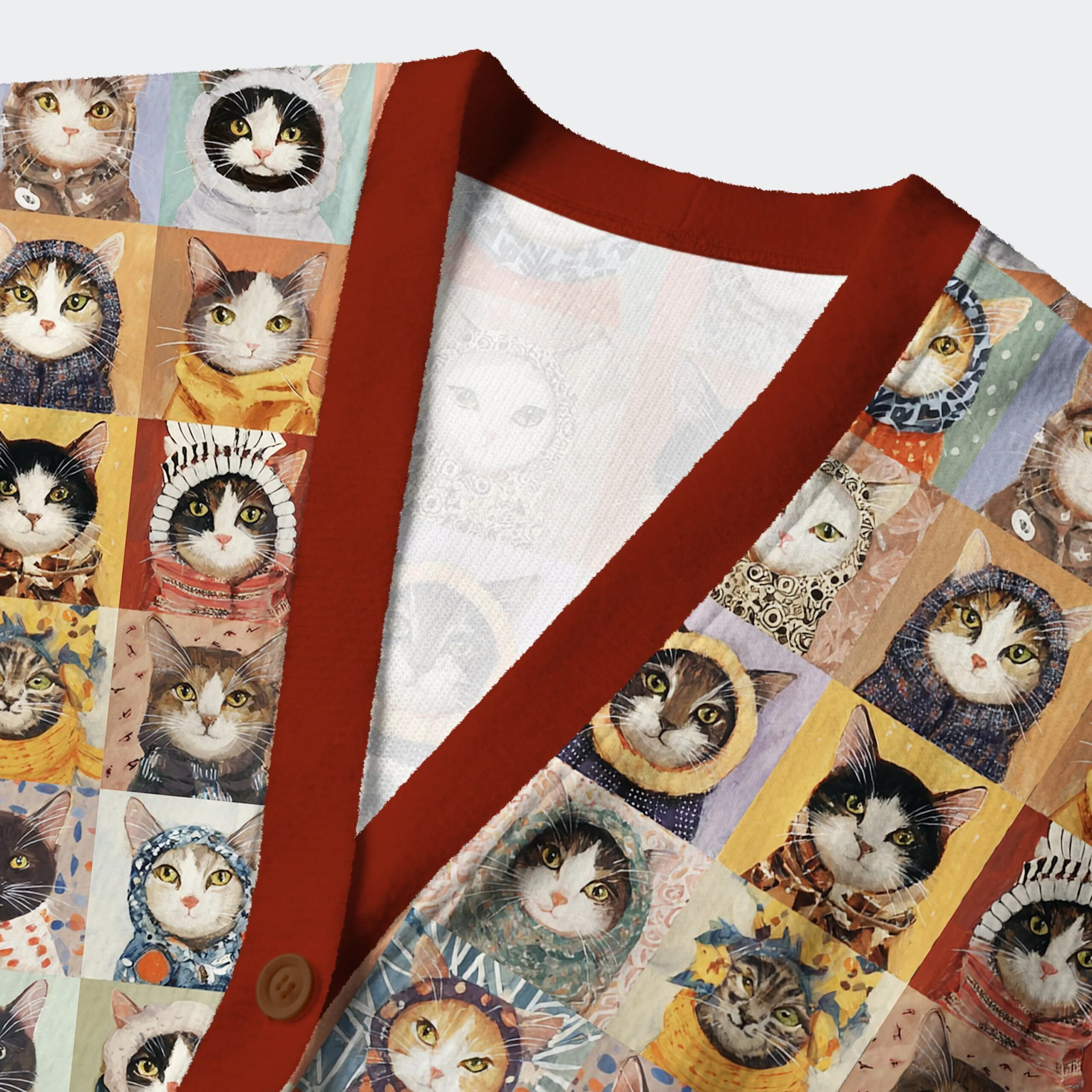 Kitty Quilt Ugly Cardigan Sweater - Image 3