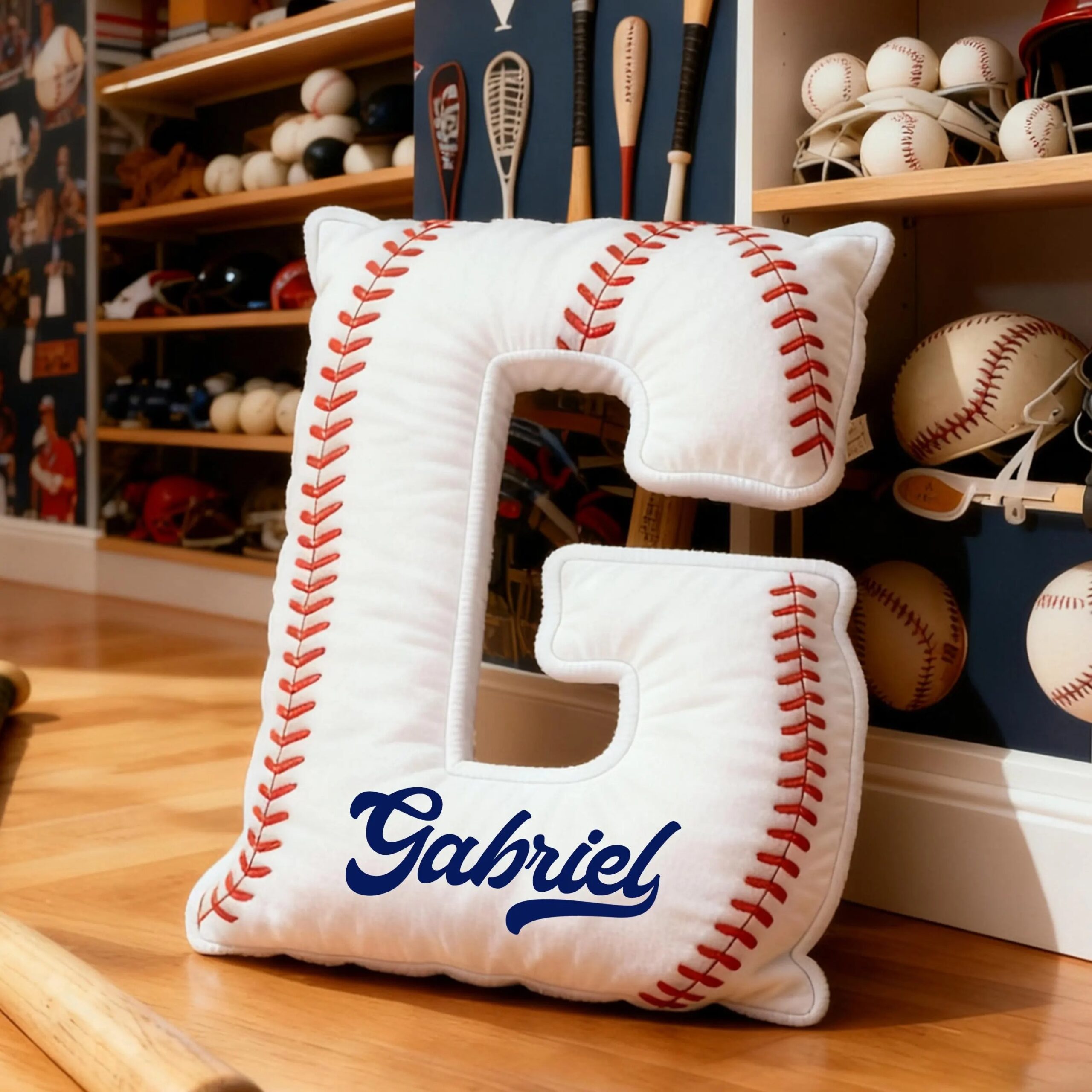 Personalized Baseball Themed Letter Shaped Pillow with Custom Name, Baseball Sports Fans gifts, Baseball Player Gift,Sport Baseball - Image 4