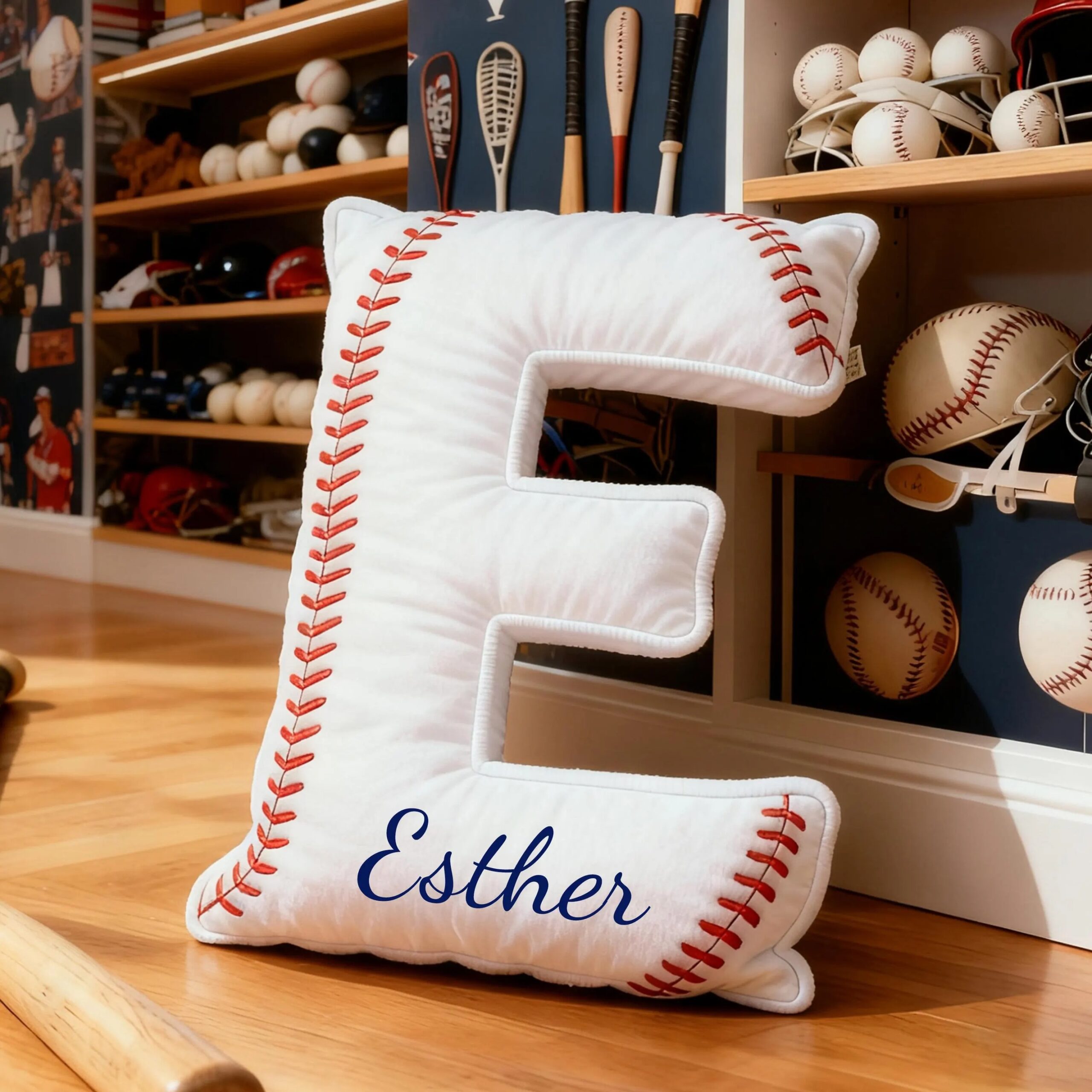 Personalized Baseball Themed Letter Shaped Pillow with Custom Name, Baseball Sports Fans gifts, Baseball Player Gift,Sport Baseball - Image 5