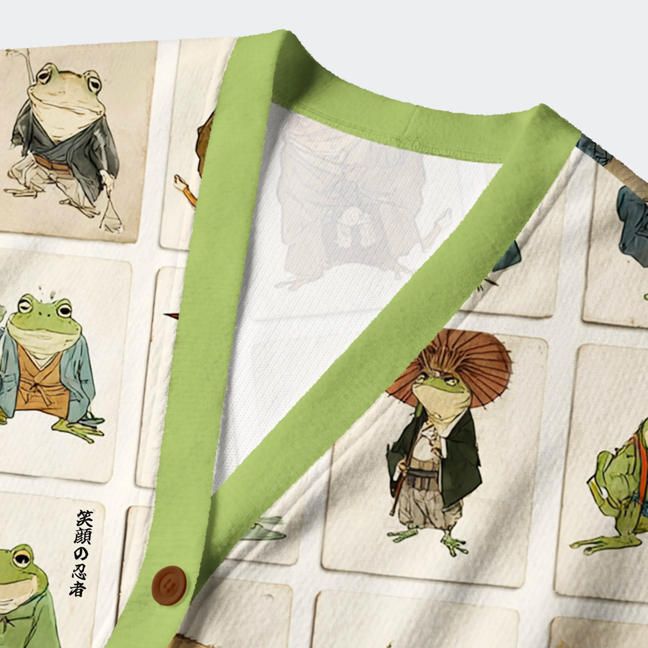 Frogs Of The Samurai Realm Ugly Cardigan Sweater - Image 3