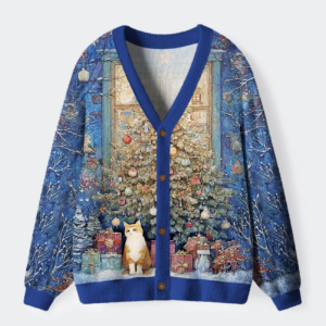 Meowy Christmas Wonderland Ugly Cardigan Sweater