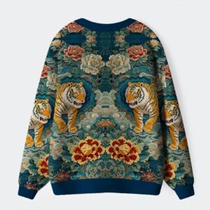 Alternative view of Imperial Tiger Tapestry Ugly Cardigan Sweater