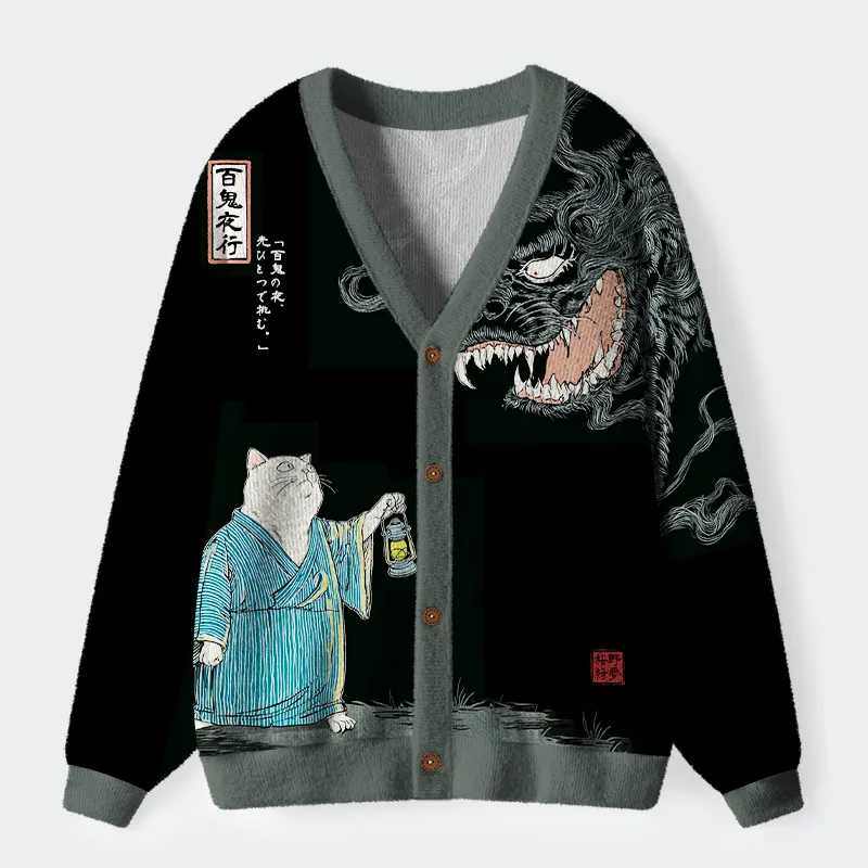 Night Stalker:Cat vs.Demon Ugly Cardigan Sweater