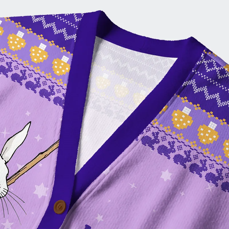 Rabbit Say Weird Stuff Or Die Ugly Cardigan Sweater - Image 3