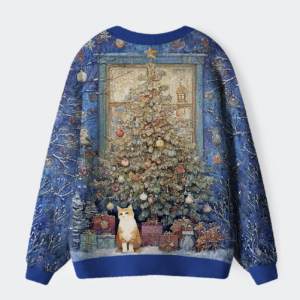 Alternative view of Meowy Christmas Wonderland Ugly Cardigan Sweater
