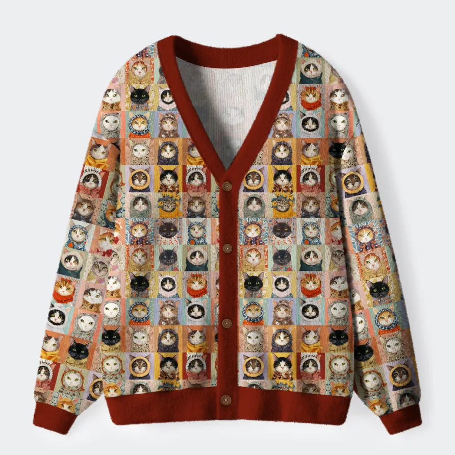 Kitty Quilt Ugly Cardigan Sweater