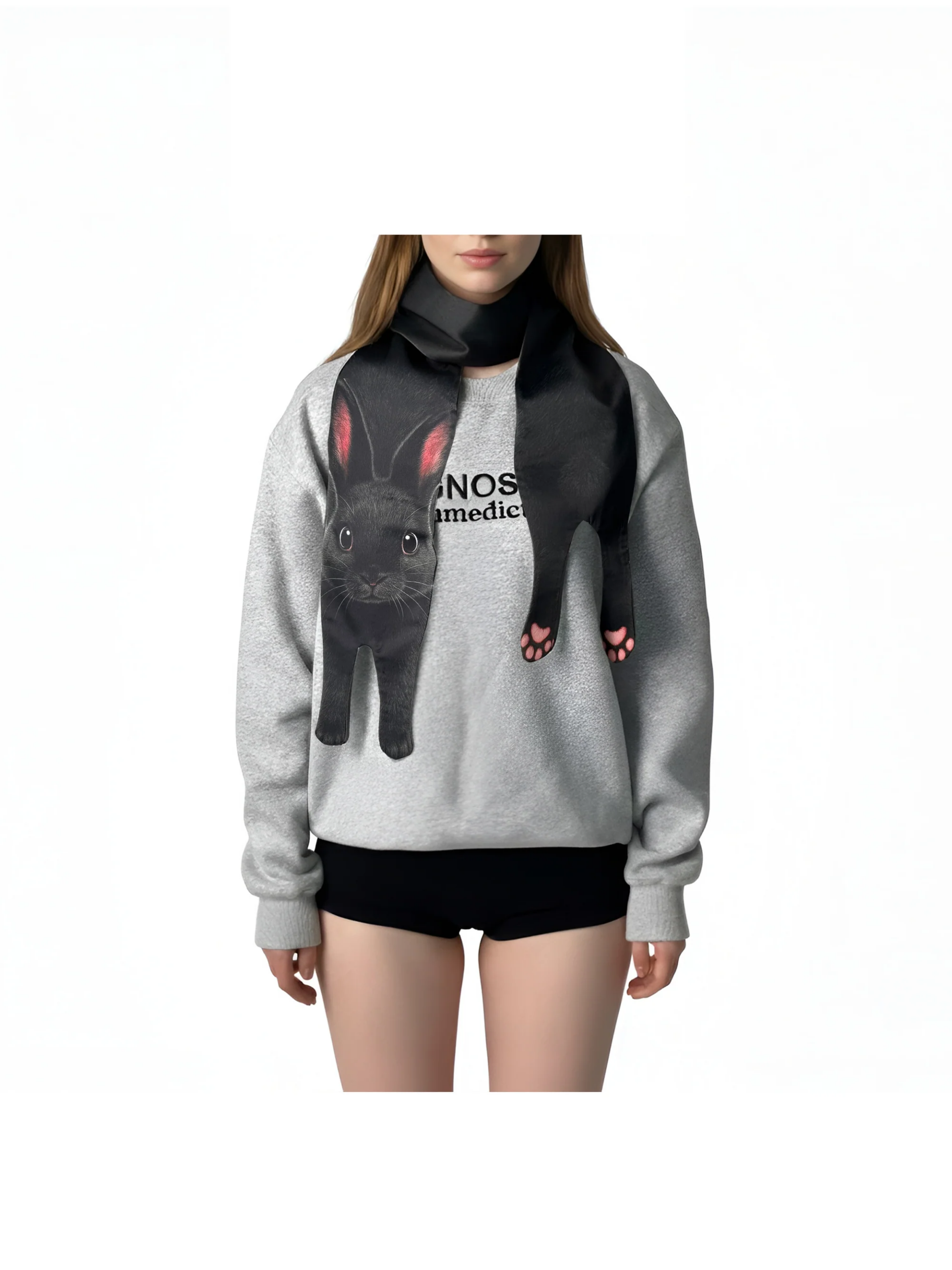 Animal Scarf – Midnight Rabbit Scarf, Novelty Silk Scarf , Novelty Silk Pet Scarf