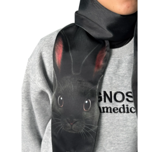 Alternative view of Animal Scarf – Midnight Rabbit Scarf, Novelty Silk Scarf , Novelty Silk Pet Scarf