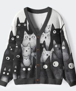 The Judgmental Stare Of Cats Ugly Cardigan Sweater