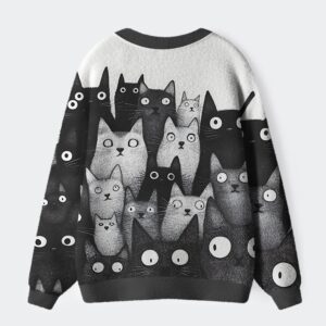 Alternative view of The Judgmental Stare Of Cats Ugly Cardigan Sweater