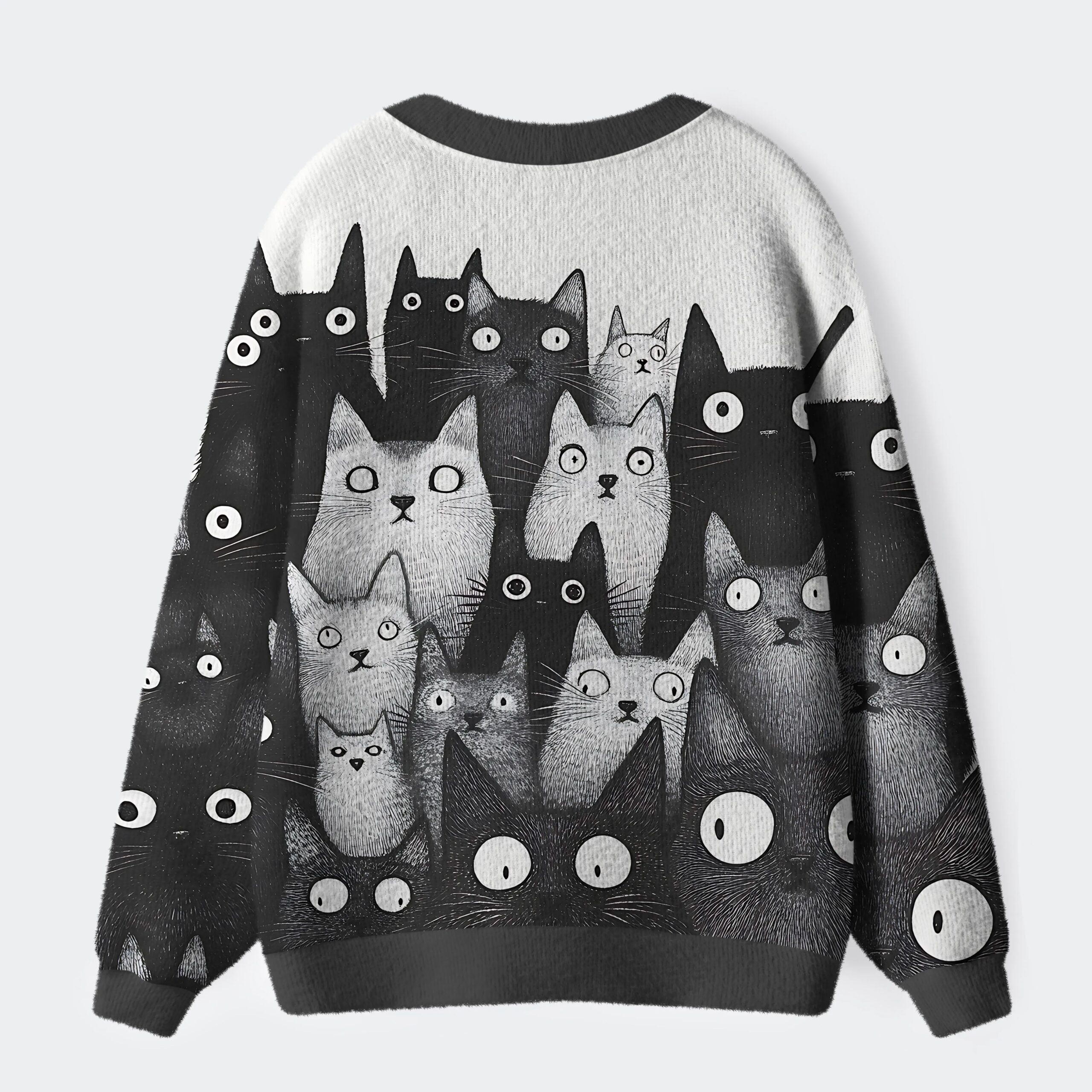 The Judgmental Stare Of Cats Ugly Cardigan Sweater - Image 2