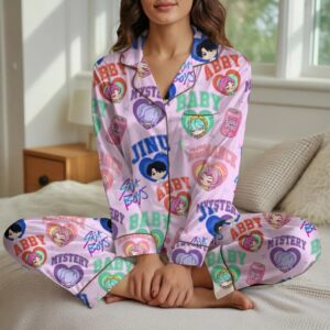 Kpop Demon Hunters Saja Boy Satin Pajamas Set, Huntrix Pajamas, Kpop Demon Hunters Pajamas, Kpop Fan Gift, Kpop Movie Inspired Sleepwear Set