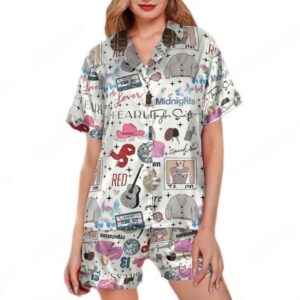 Taylor Swift Satin Pajamas Set, Taylor Version Pajamas Set, Swiftie Pajama Set
