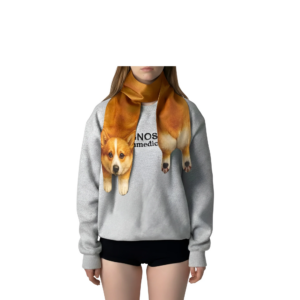 Animal Scarf – Golden Corgi Scarf, Novelty Silk Scarf , Funny Pet Scarf