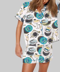 Champagne Caviar Satin Pajama Set For Women