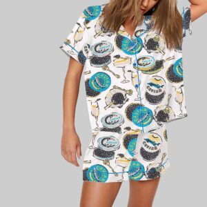 Champagne Caviar Satin Pajama Set For Women