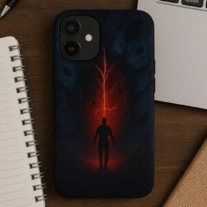 Upside Down Inspired Phone Case Red Lightning Portal Aesthetic Shadow Figure Horror Case Season 5 Style Design Dark Fantasy iPhone Cover