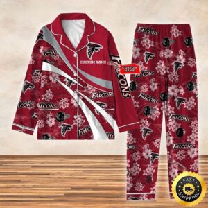 Falcons Pajama Set – Football Lounge Wear, Red Team Print Sleep, hallowen