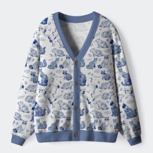 Floral Adorned Animals In Harmony Ugly Cardigan Sweater